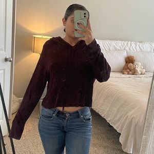 Distressed cropped hoodie